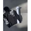 Luz&Pos Uzun Kol Kapüşonlu Baskılı Sweatshirt - Siyah