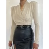 Vatkalı Kruvaze Model Sandy Bluz-Bej