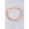 Vip Seri Pirinç Zirkon Taşlı Gold Renk Sarmal Model Bileklik