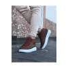 WG032 Taba Bağcıklı Sneakers  Yarım Bilek Bot