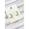 Xuping Zirkon Taşlı Desenli Halka Model Gold Renk Kadın Küpe