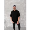 Yakalı Patlı Kısa Kol T-shirt - Siyah