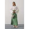 YARASA KOLLU CROP BLUZ - Beyaz