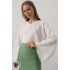 YARASA KOLLU CROP BLUZ - Beyaz