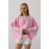YARASA KOLLU CROP BLUZ - Pembe