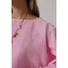 YARASA KOLLU CROP BLUZ - Pembe
