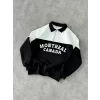Luz&Pos Yarım Fermuarlı Parçalı Yakalı Sweatshirt - Siyah