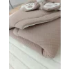 Luz&Pos Yenidoğan 4 Kat Müslin Kumaş Kulaklı Patili Fiyonk Bebek Battaniyesi Kundak Yeşil