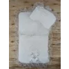 Luz&Pos Yenidoğan Bal Peteği Taç Nakışlı Kundaklı Trilüks 3lü Alt Açma Seti Ekru