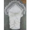 Luz&Pos Yenidoğan Bambu Taç Nakışlı Delüks Kundak Bebek Battaniyesi Ekru