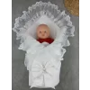 Luz&Pos Yenidoğan Bambu Taç Nakışlı Delüks Kundak Bebek Battaniyesi Ekru