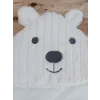 Luz&Pos Yenidoğan Beyaz Wool Yün Kumaş Ayıcık Kulaklı Kundak Bebek Battaniyesi Beyaz