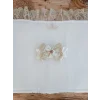 Luz&Pos Yenidoğan Beyaz Wool Yün Kumaş Taç Nakışlı Trilüks Kundak Bebek Battaniyesi Beyaz