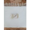 Luz&Pos Yenidoğan Beyaz Wool Yün Kumaş Taç Nakışlı Trilüks Kundak Bebek Battaniyesi Beyaz