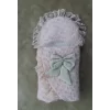Luz&Pos Yenidoğan Dörtlü Koza Dantelli Kız Kundak Bebek Battaniyesi Pembe