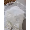 Luz&Pos Yenidoğan Erguvan Kenar Fistolu Kundak Bebek Battaniyesi Ekru