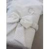 Luz&Pos Yenidoğan Erguvan Kenar Fistolu Kundak Bebek Battaniyesi Ekru