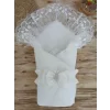 Luz&Pos Yenidoğan Gelinlik Duvaklı Trilüks Kundak Bebek Battaniyesi Ekru