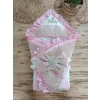 Luz&Pos Yenidoğan Grand Lüks Kelebek Ağır Güpür İşlemeli Şapkalı Bebek Battaniyesi Kundak Pembe