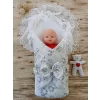 Luz&Pos Yenidoğan Gül Sedefli Duvaklı Taş Fiyonk Erkek Bebek Kumru Kundak Bebek Battaniyesi Lacivert