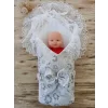 Luz&Pos Yenidoğan Gül Sedefli Duvaklı Taş Fiyonk Erkek Bebek Kumru Kundak Bebek Battaniyesi Lacivert