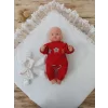 Luz&Pos Yenidoğan Hanımeli Desenli Taç Nakışlı Delüks Kundak Bebek Battaniyesi Ekru