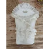 Luz&Pos Yenidoğan Harika Kelebek Nakışlı Trilüks Kundak Bebek Battaniyesi Ekru