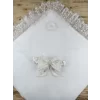 Luz&Pos Yenidoğan İpek Venüs Taç Nakışlı Delüks Kundak Bebek Battaniyesi Ekru
