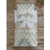 Luz&Pos Yenidoğan İzmir İncisi Tül İşlemeli Pamuklu Fiyonklu Kundaklı Lüks 3lü Alt Açma Seti Gold