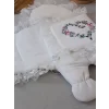 Luz&Pos Yenidoğan Kapitone Anadolunun Kalbi Nakışlı Ayaklı Kız Erkek Bebek Battaniyesi Ekru