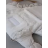 Luz&Pos Yenidoğan Kapitone Anadolunun Kalbi Nakışlı Ayaklı Kız Erkek Bebek Battaniyesi Ekru
