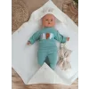 Luz&Pos Yenidoğan Kulaklı Şapkalı Düğme Detaylı Fiyonklu Bebek Battaniyesi Kundak Krem