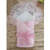Luz&Pos Yenidoğan Kumru İnci Fiyonk Kristal Parlak Duvaklı Kundak Bebek Battaniyesi Pembe