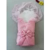 Luz&Pos Yenidoğan Kumru İnci Fiyonk Kristal Parlak Duvaklı Kundak Bebek Battaniyesi Pembe