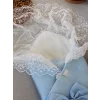 Luz&Pos Yenidoğan Kumru İnci Fiyonk Kristal Parlak Duvaklı Kundak Bebek Battaniyesi Mavi