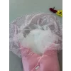 Luz&Pos Yenidoğan Kumru İnci Fiyonk Kristal Parlak Duvaklı Kundak Bebek Battaniyesi Pembe