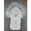 Luz&Pos Yenidoğan Kumru Soft Cotton Taç Nakışlı Trilüks Kundak Bebek Battaniyesi Ekru