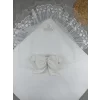 Luz&Pos Yenidoğan Kumru Soft Cotton Taç Nakışlı Trilüks Kundak Bebek Battaniyesi Ekru
