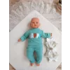 Luz&Pos Yenidoğan Kuzulu Taç Nakış Güpürlü Fiyonklu Duvaklı Prizma Taş Unisex Kundak Bebek Battaniyesi Bej