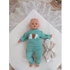 Luz&Pos Yenidoğan Kuzulu Taç Nakış Güpürlü Fiyonklu Duvaklı Prizma Taş Unisex Kundak Bebek Battaniyesi Pembe