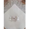 Luz&Pos Yenidoğan Kuzulu Taç Nakış Güpürlü Fiyonklu Duvaklı Prizma Taş Unisex Kundak Bebek Battaniyesi Pembe