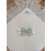 Luz&Pos Yenidoğan Kuzulu Taç Nakış Güpürlü Fiyonklu Duvaklı Prizma Taş Unisex Kundak Bebek Battaniyesi Su Yeşili