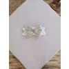 Luz&Pos Yenidoğan Kuzulu Taç Nakış Güpürlü Fiyonklu Duvaklı Prizma Taş Unisex Kundak Bebek Battaniyesi Pembe