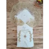 Luz&Pos Yenidoğan Pamuk Taç Benim Prensesim Nakışlı Trilüks Kundak Bebek Battaniyesi Ekru