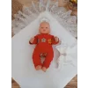 Luz&Pos Yenidoğan Pamuk Taç Benim Prensim Nakışlı Trilüks Kundak Bebek Battaniyesi Ekru
