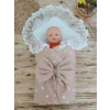Luz&Pos Yenidoğan Papatya Desenli Trilüks Unisex Kundak Bebek Battaniyesi Kahverengi