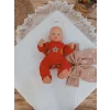 Luz&Pos Yenidoğan Papatya Desenli Trilüks Unisex Kundak Bebek Battaniyesi Kahverengi