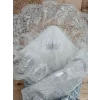 Luz&Pos Yenidoğan Piramit Desenli Güpür İşlemeli Bebek Battaniyesi Kundak Gümüş
