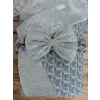 Luz&Pos Yenidoğan Piramit Desenli Güpür İşlemeli Bebek Battaniyesi Kundak Gümüş