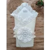Luz&Pos Yenidoğan Piramitland Soft Taç Nakışlı Bebek Battaniyesi Kundak Krem